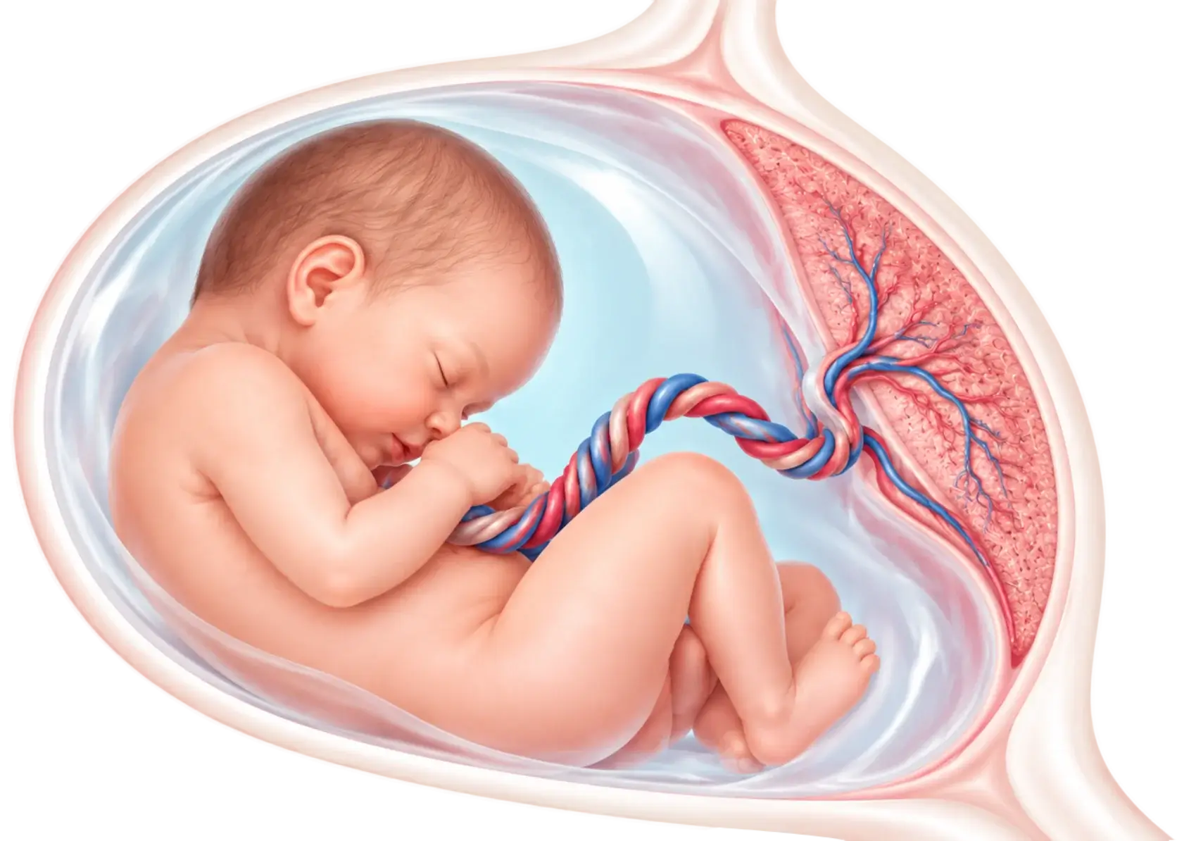 Fetal illustration in amniotic sac